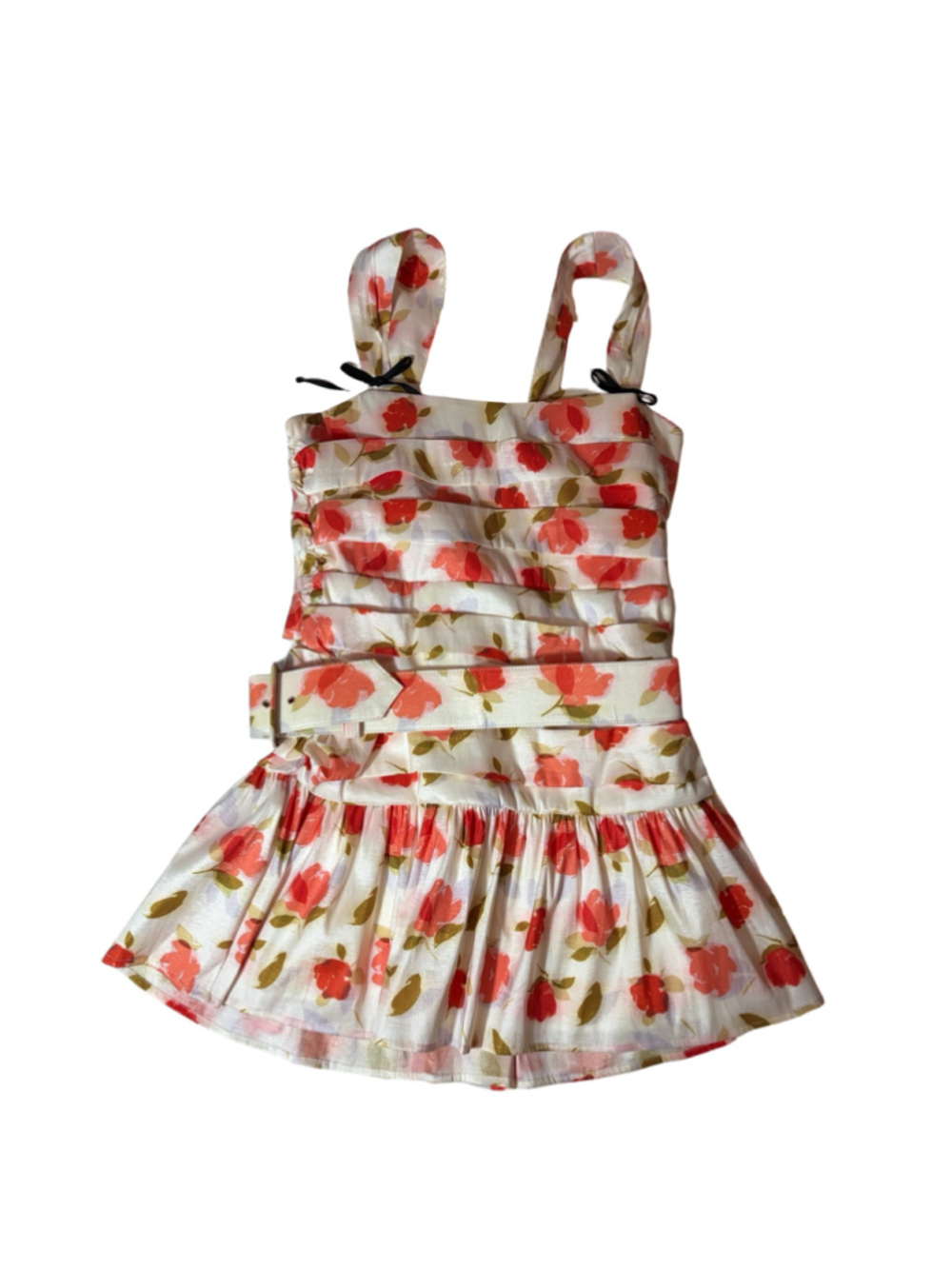 NWT For Love & Lemons Sarahi Floral Ruched Belted Mini Dress XL